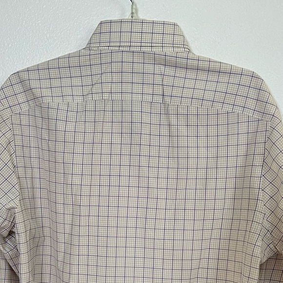 ISAIA Tan & Purple Plaid Cotton Dress Shirt 15.5 - Picture 5 of 9